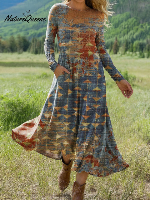 Women's Flowers Floral Art Print Long-sleeved Dress
