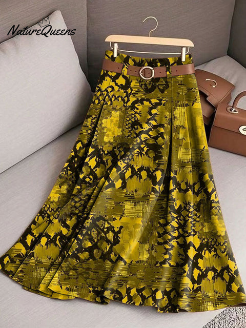 Women's Retro Pattern Casual Print Cotton Skirt