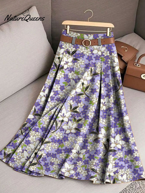 Women's Retro Flowers Pattern Casual Print Cotton Skirt