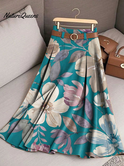 Women's Retro Flowers Pattern Casual Print Cotton Skirt