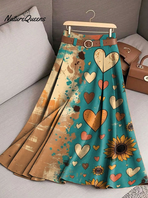 Women's Retro Flowers Pattern Casual Print Cotton Skirt