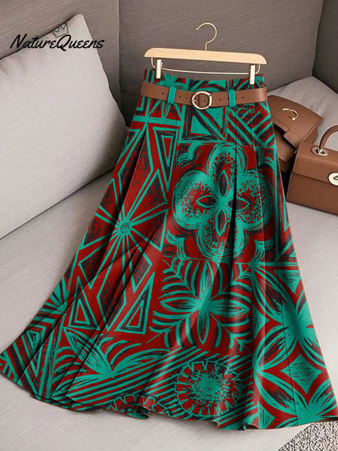 Women's Retro Ethnic Pattern Casual Print Cotton Skirt