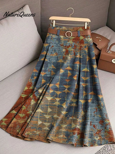 Women's Retro Pattern Casual Print Cotton Skirt