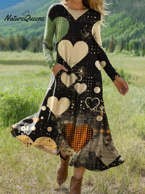 Women's Flowers Floral Art Print Long-sleeved Dress