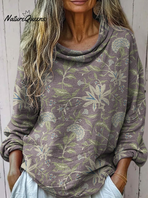Women's Floral Art Print Casual Long Sleeve Comfortable Cotton Shirt