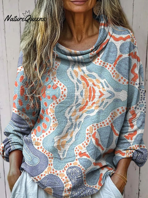 Women's Floral Art Print Casual Long Sleeve Comfortable Cotton Shirt