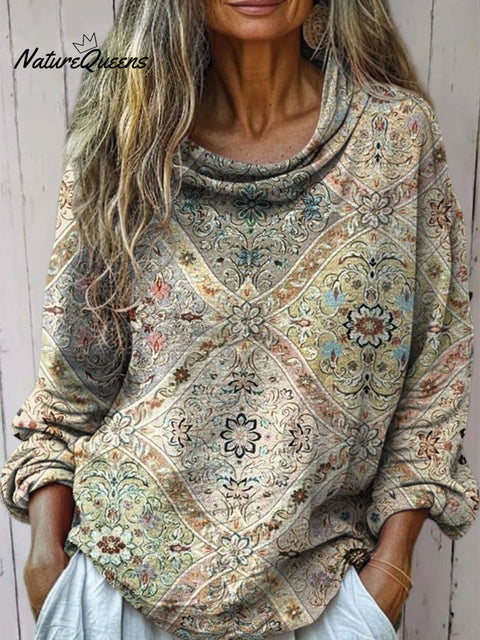 Women's Floral Art Print Casual Long Sleeve Comfortable Cotton Shirt