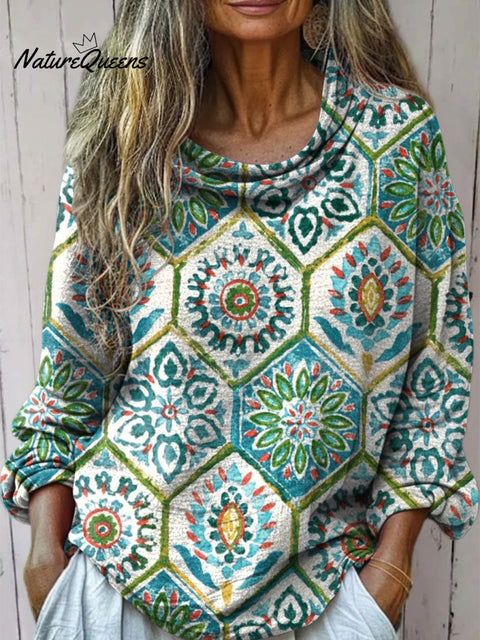 Women's Floral Art Print Casual Long Sleeve Comfortable Cotton Shirt
