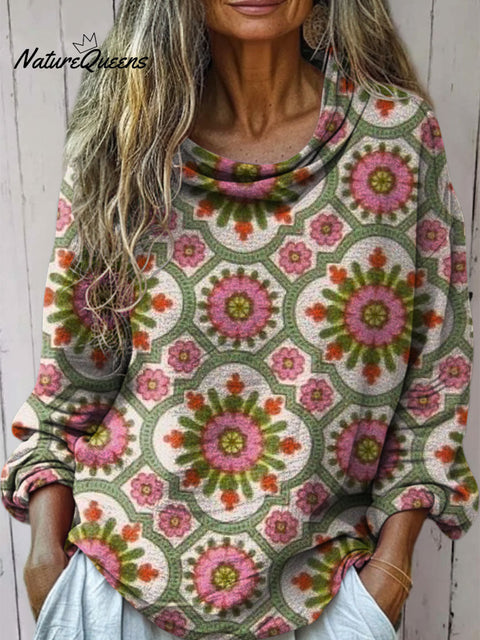 Women's Floral Art Print Casual Long Sleeve Comfortable Cotton Shirt