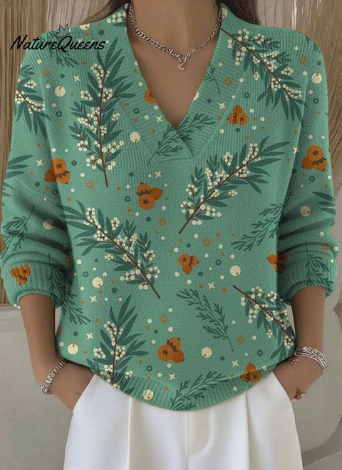Women's Christmas Pattern Art Print Buttoned Cardigan Sweater