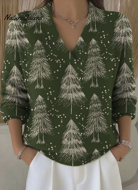 Women's Christmas Pattern Art Print Buttoned Cardigan Sweater