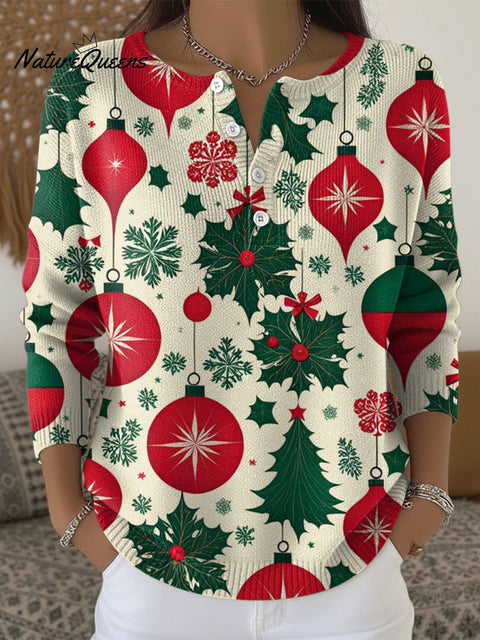 Women's Christmas Trees Pattern Art Print Buttoned Cardigan Sweater