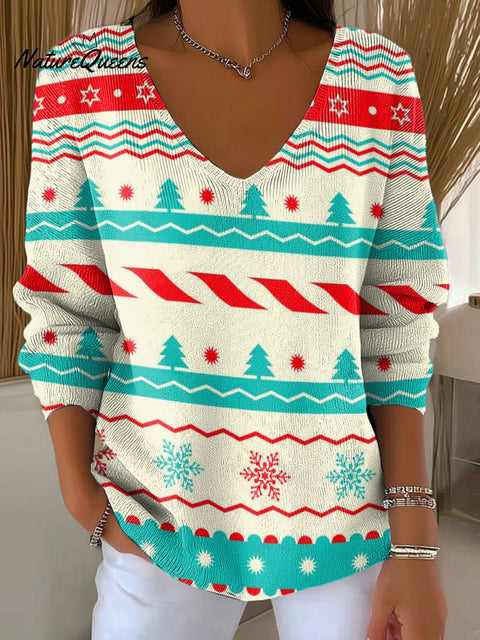 Women's Christmas Pattern Print Casual Pullover Sweater