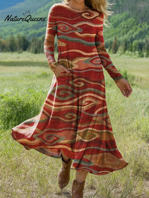 Women's Flowers Floral Art Print Long-sleeved Dress