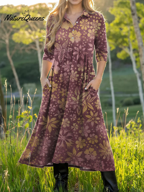 Women's Retro Flowers Pattern Colors Art Casual Print Dress