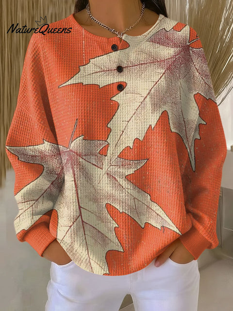 Women's Autumn Maple Leaves Pattern Art Print Casual Cotton Shirt