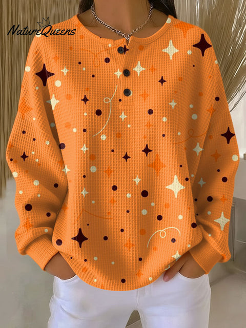 Women's Halloween Orange Pattern Art Print Casual Cotton Shirt