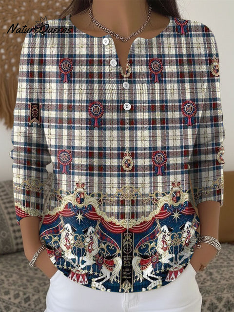 Lattice Pattern Art Print Buttoned Cardigan Sweater