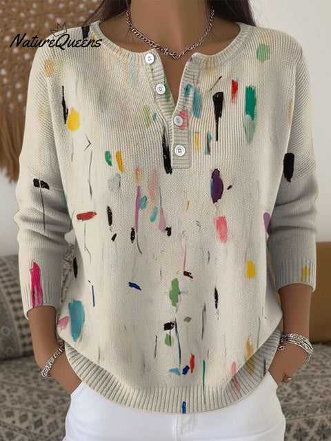 Modern Colorful Geometric Abstract Pattern Art Print Buttoned Cardigan Sweater