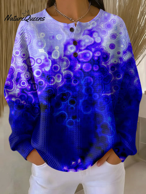 Women's Color Smudge Pattern Art Print Casual Cotton Shirt