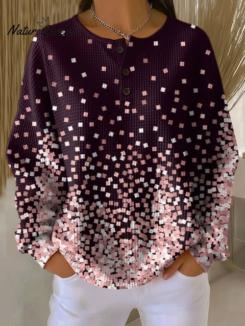 Women's Color Smudge Pattern Art Print Casual Cotton Shirt