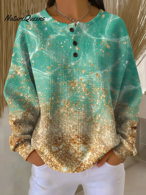 Women's Color Gradient Pattern Art Print Casual Cotton Shirt