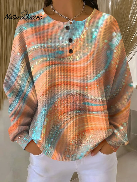 Women's Color Gradient Pattern Art Print Casual Cotton Shirt