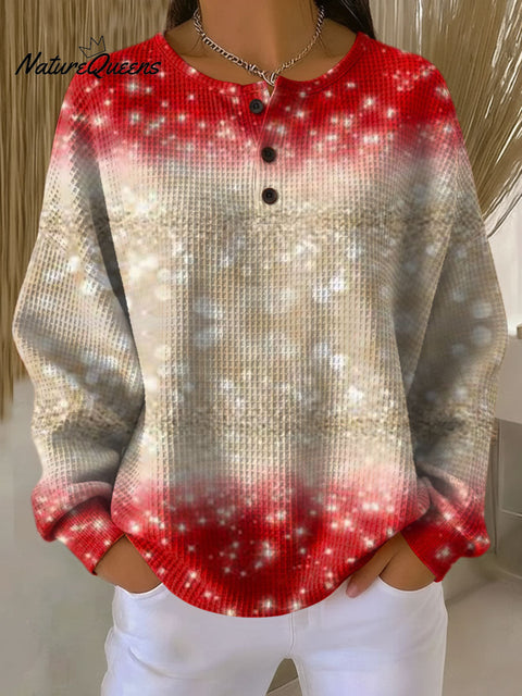 Women's Christmas Color Gradient Pattern Art Print Casual Cotton Shirt
