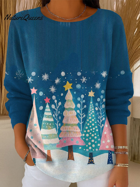 Women's Christmas Pattern Art Casual Pullover Sweater