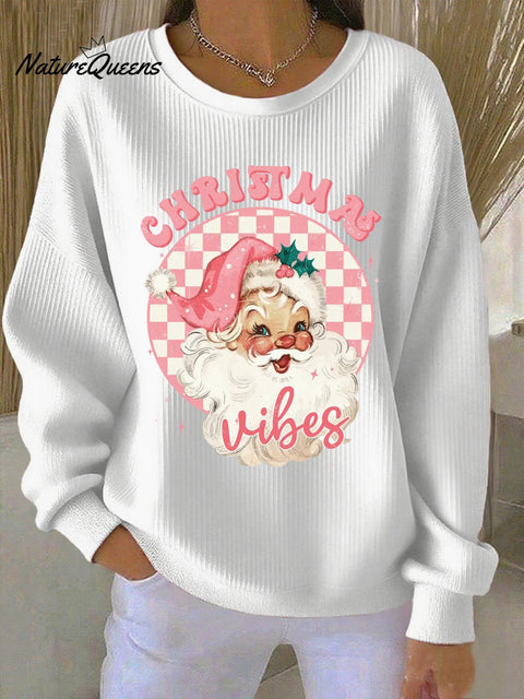 Women's Casual Santa Claus Print Round Neck Sweatshirt