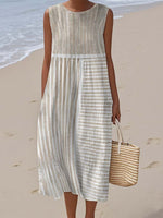 Women'S Casual Printed Round-Neck Sleeveless Dress