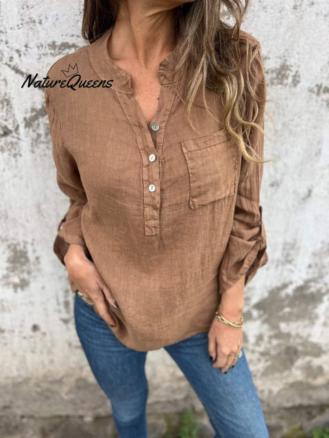 Long Sleeve V-Neck Casual Shirt