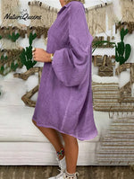 Casual Solid Color Loose Irregular Long Sleeve Shirt Purple / S