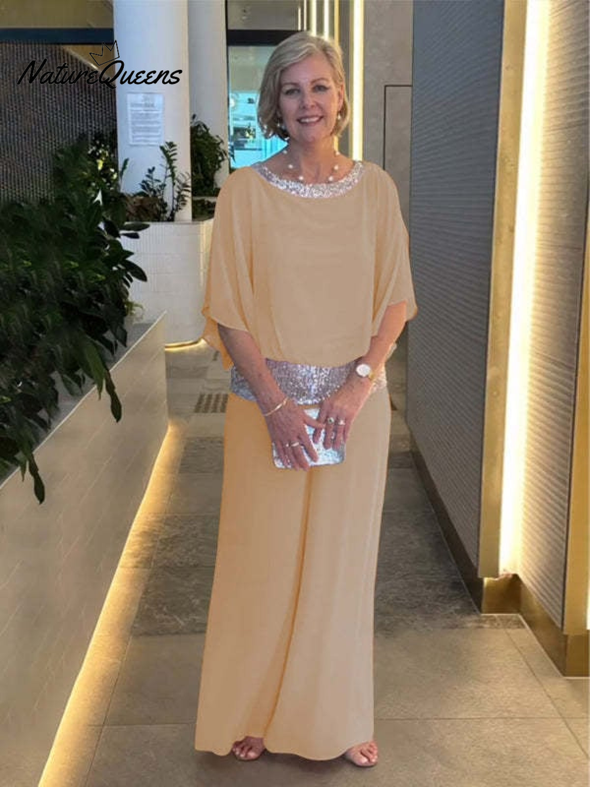 e??£¤Sequined Colorblock Elegant Two-piece Set