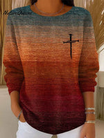 Women's Autumn Gradient Striped Casual Pullover Sweater