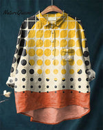 Bohemian Color Block Abstract Art Cotton and Linen Shirt