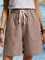 Women’s Pure Color Cotton Casual Shorts Khaki / S