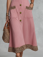 Vintage And Elegant Lapel Sleeveless Faux Suede Midi Dress