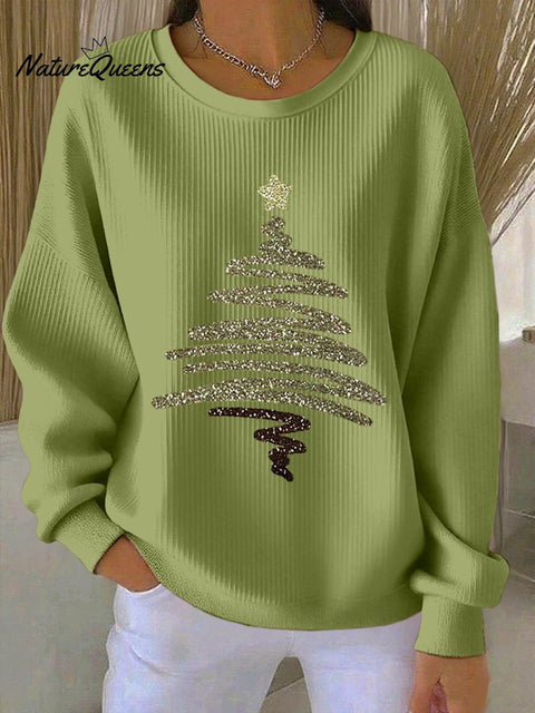 Women's Glitter Christmas Tree Print Sweatshirt