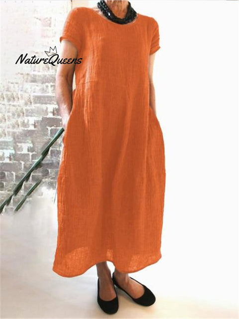 Women's Pure Color Elegant Cotton Dress