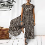 Retro Brown Round Neck Jumpsuit