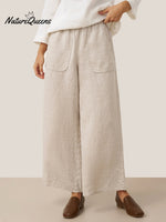 100% Linen Pocket Wide Leg Pants THALIA