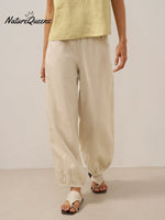 100% Linen Broad Elastic Waistband Pants TALIA
