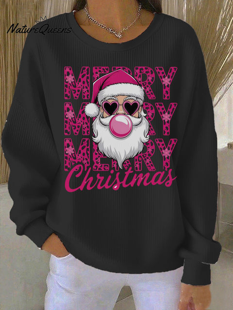 Women's Casual Santa Claus Print Round Neck Sweatshirt