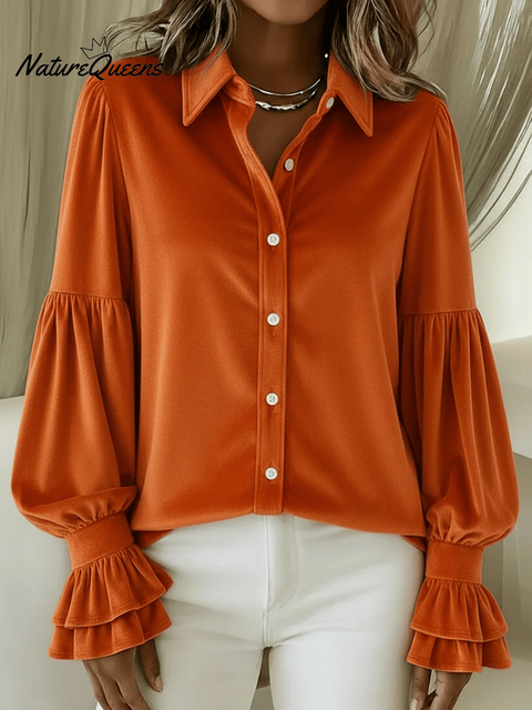 Women's Velvet Balloon Sleeve Shirt