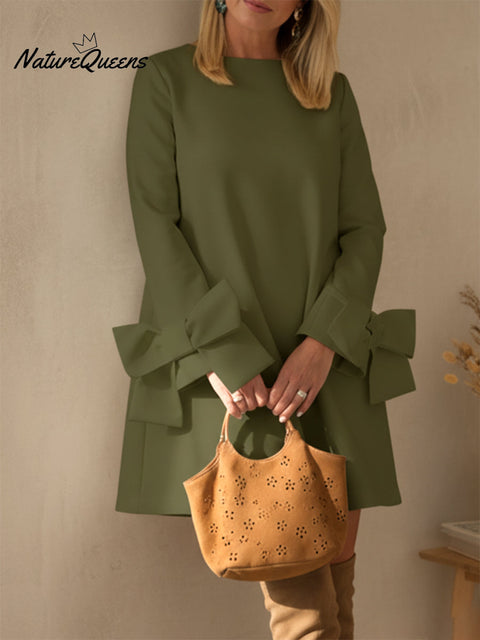 Women's Elegant Sleeve Bow A-Line Dress