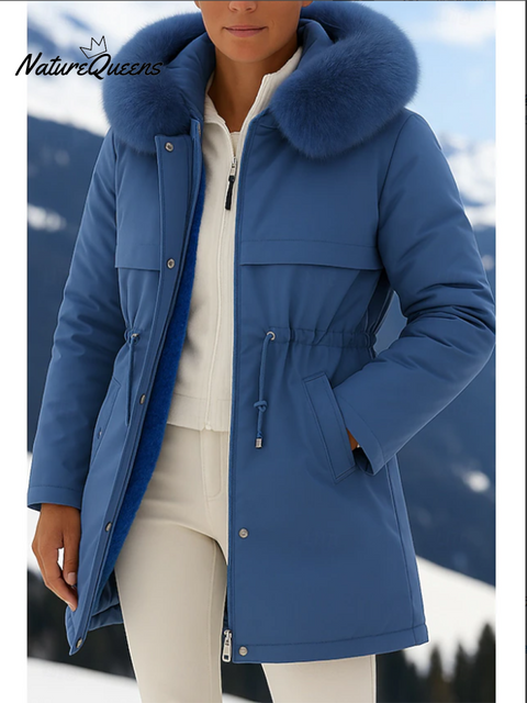 Women's Casual Solid Color Fur Collar Hooded Down Jacket