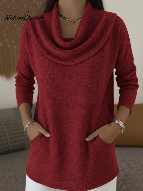 Women's Soft Swing Collar Suede Pocket Pullover