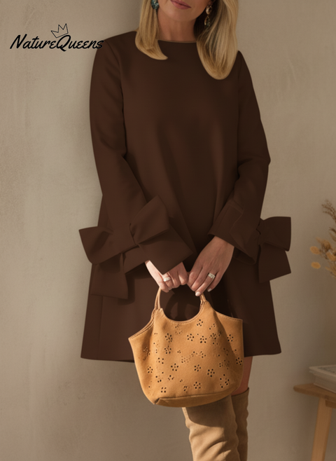 Women's Elegant Sleeve Bow A-Line Dress