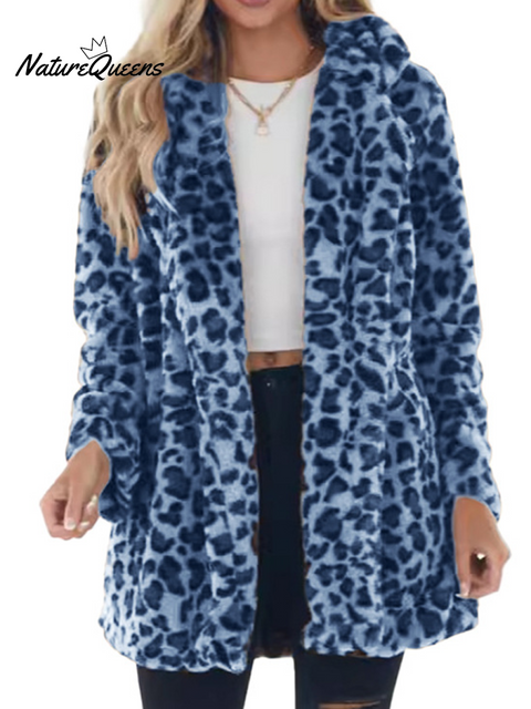 Leopard Print Faux Fur Plush Coat